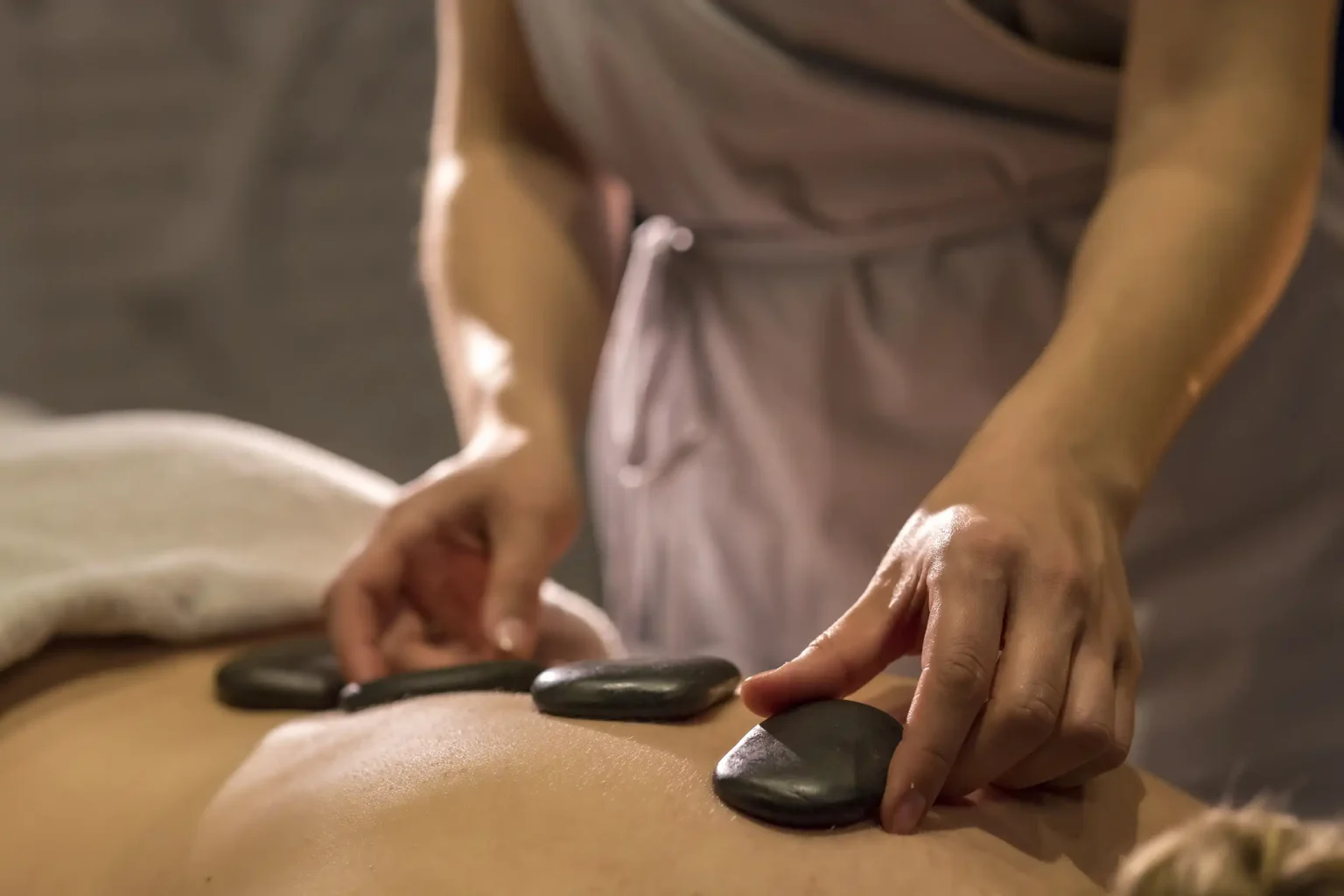 Spa treatment with volcanic stones